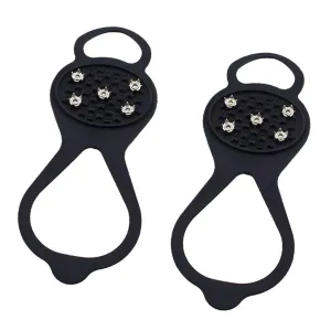 1 Pair 5 Teeth Anti-slip Ice Snow Shoe Walk Cleats Grips Black