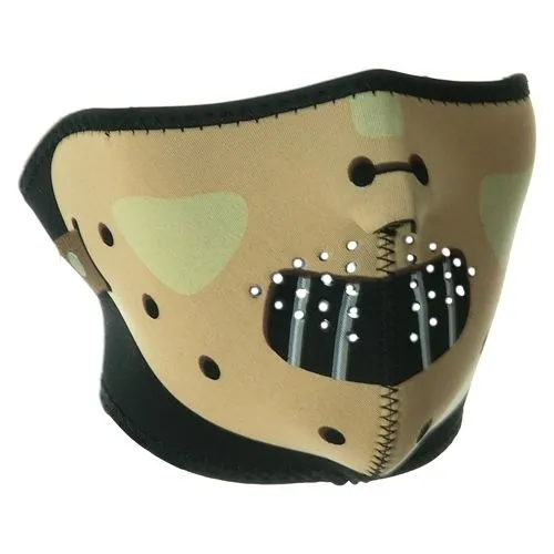 Black/Cream Neoprene Half Face Mask Hannibal Lecter - Zan Headgear 2503-0111