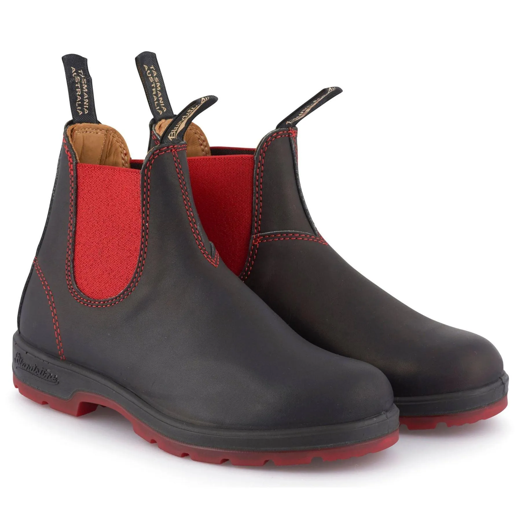 Blundstone 1316 Black Red Leather Chelsea Boots