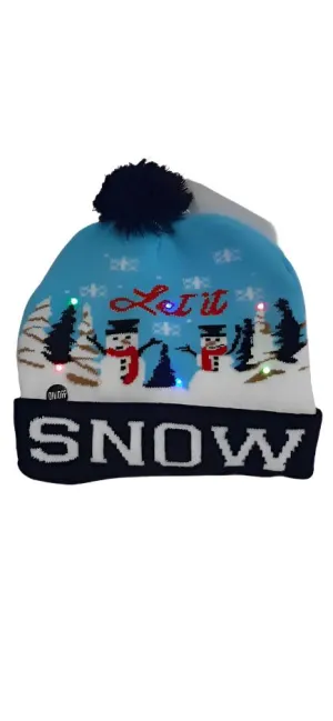 Christmas-Let It Snow-Lighted Child's Beanie Hat