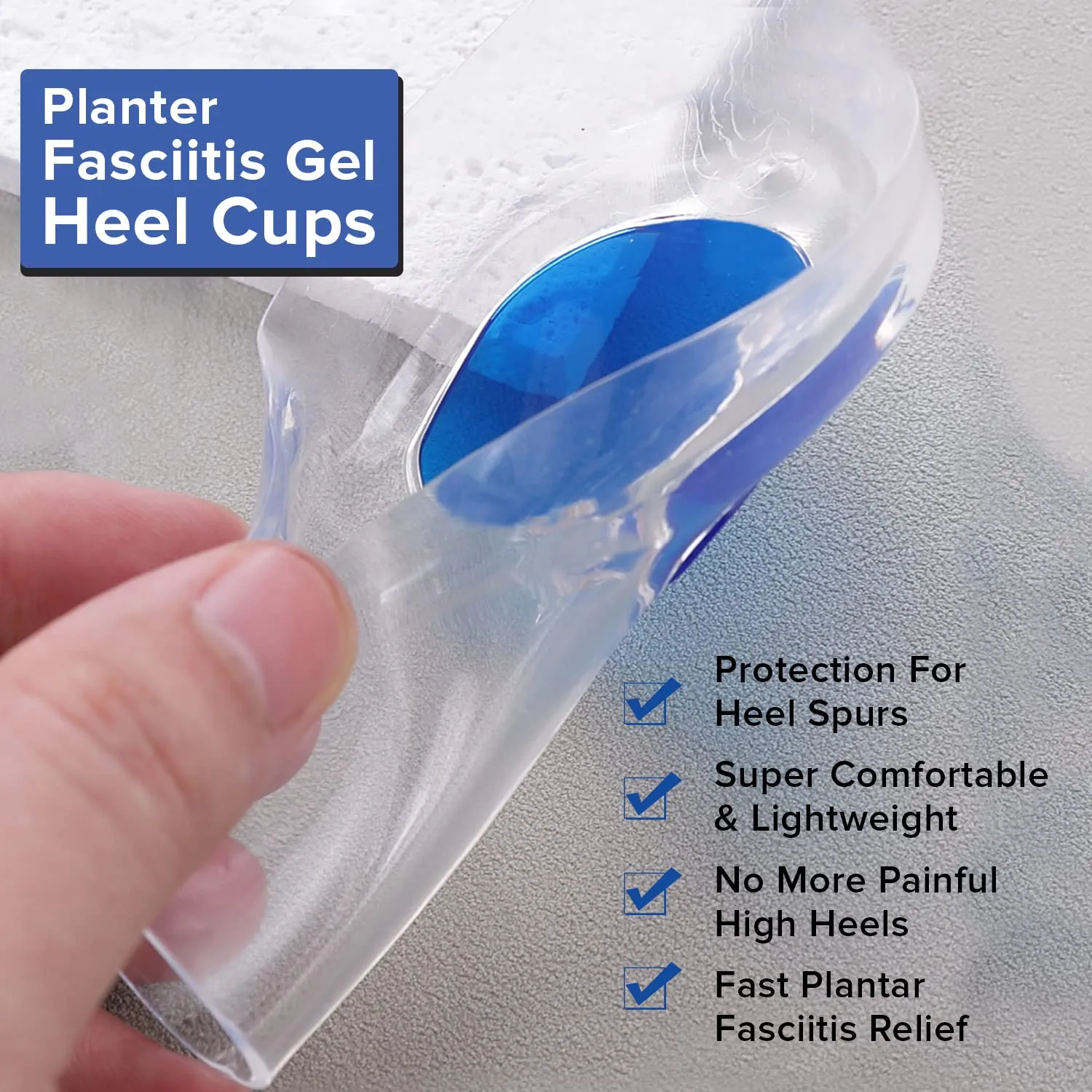 Dr Foot Silicone Gel Heel Cups With Shock Absorbing Support | For Plantar Fasciitis, Achilles Pain, Orthotic Inserts, Heel Cups For Heel Pain & Spurs| For Men & Women (Size - L) (Pack of 10)