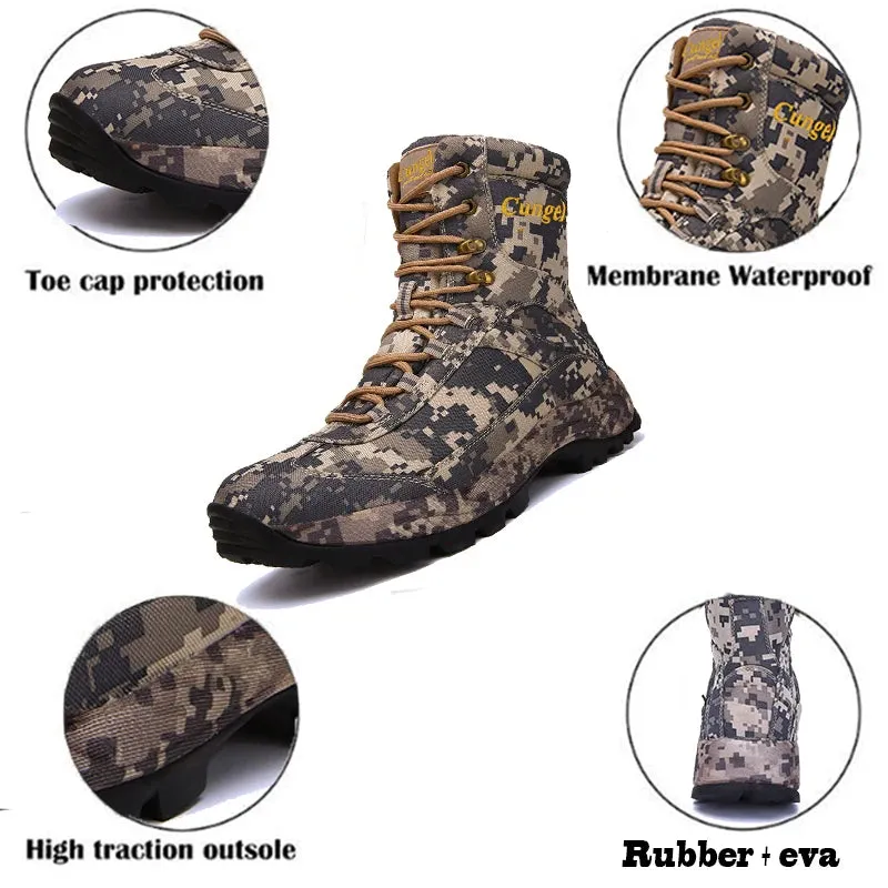 Hiking Camouflage Genuine Leather Boots