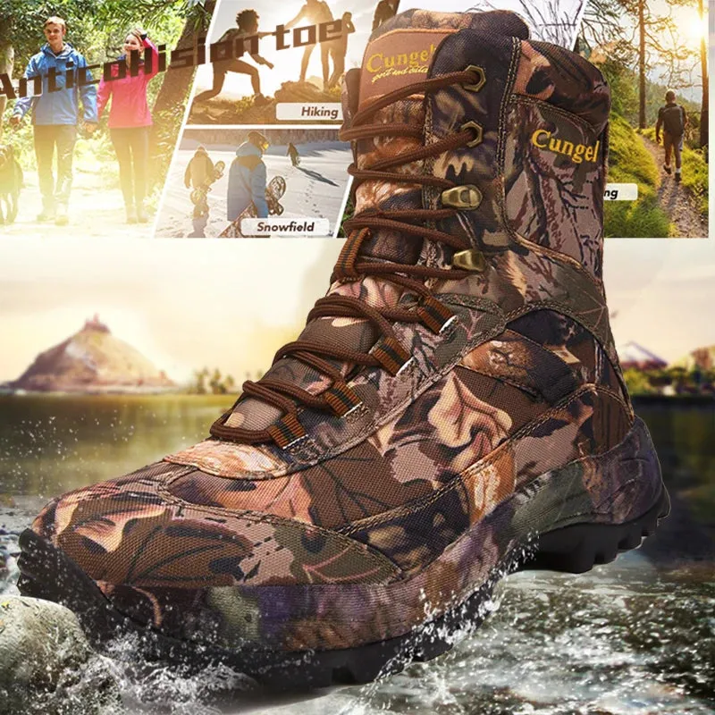 Hiking Camouflage Genuine Leather Boots