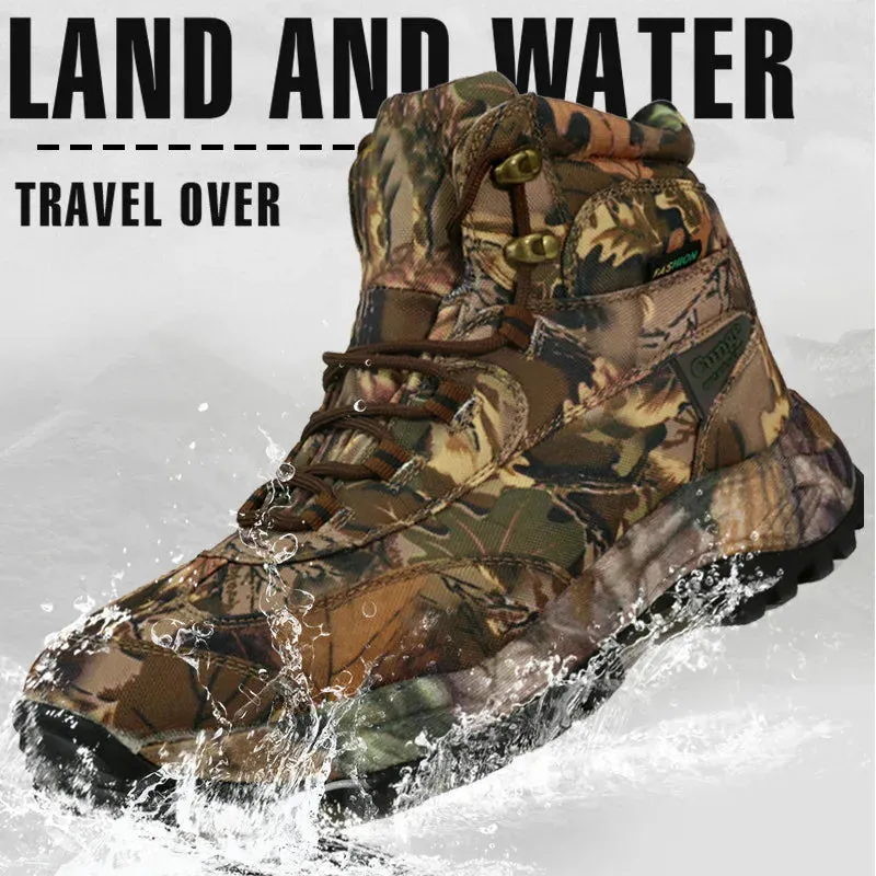 Hiking Camouflage Genuine Leather Boots