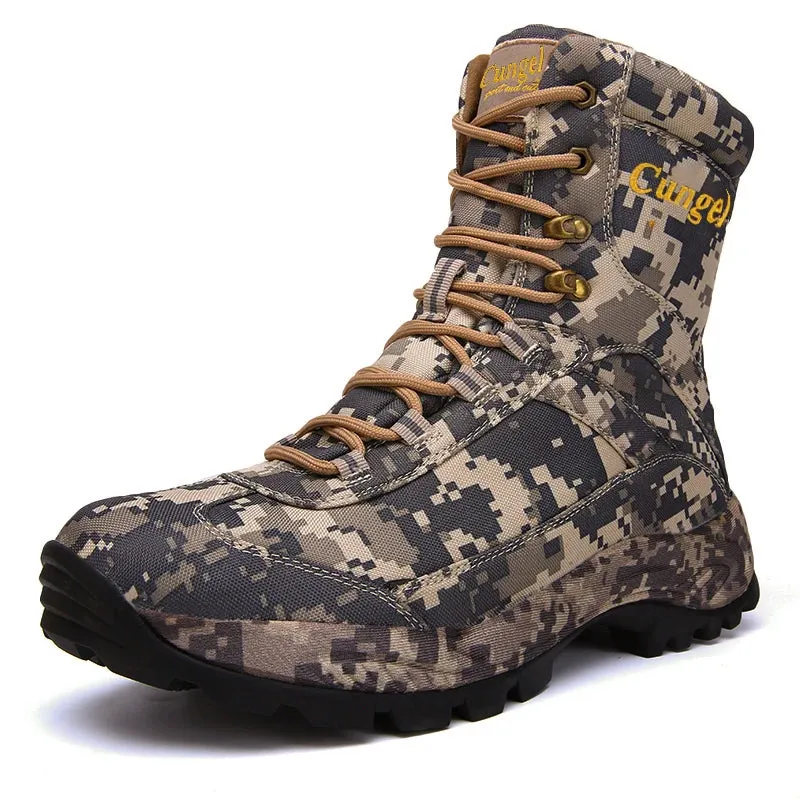 Hiking Camouflage Genuine Leather Boots