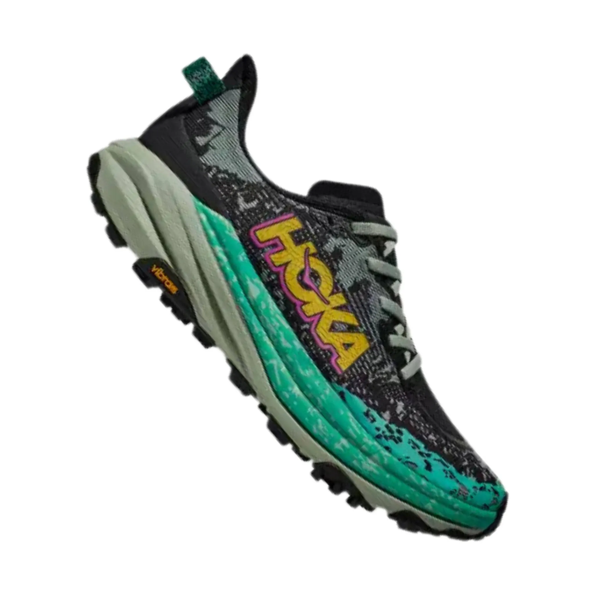 HOKA Women's Speedgoat 6 Trail Running Shoes - Black/ Aloe Vera