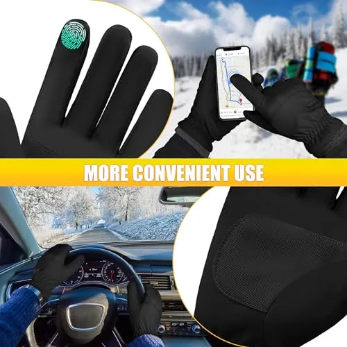 ihuan Winter Gloves Waterproof Windproof Mens Women - Warm Gloves Cold Weather, Touch Screen Fingers, Driving Biking Running