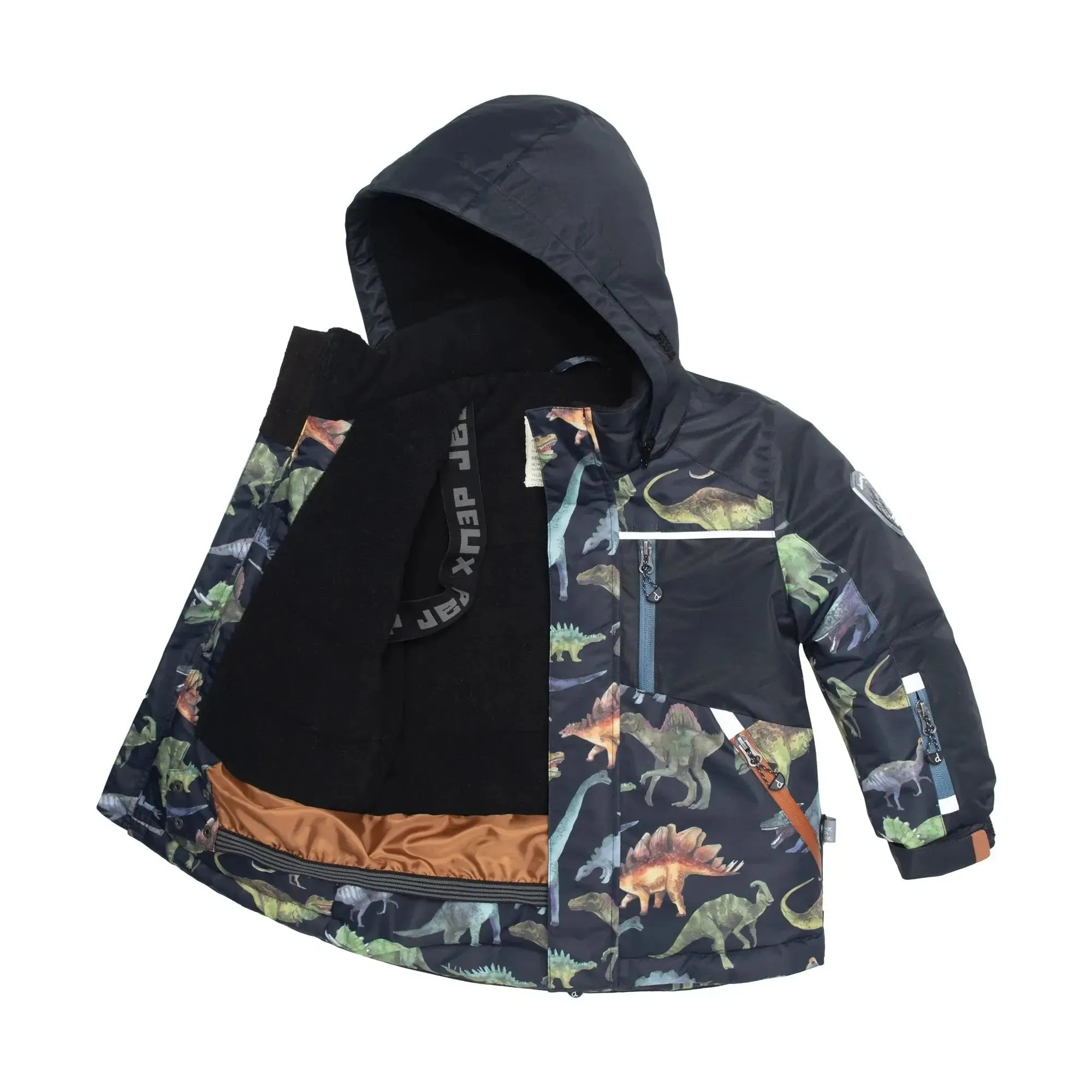 Printed Dinosaurs Two Piece Boys Snowsuit Black And Steel Blue | DEUX PAR DEUX