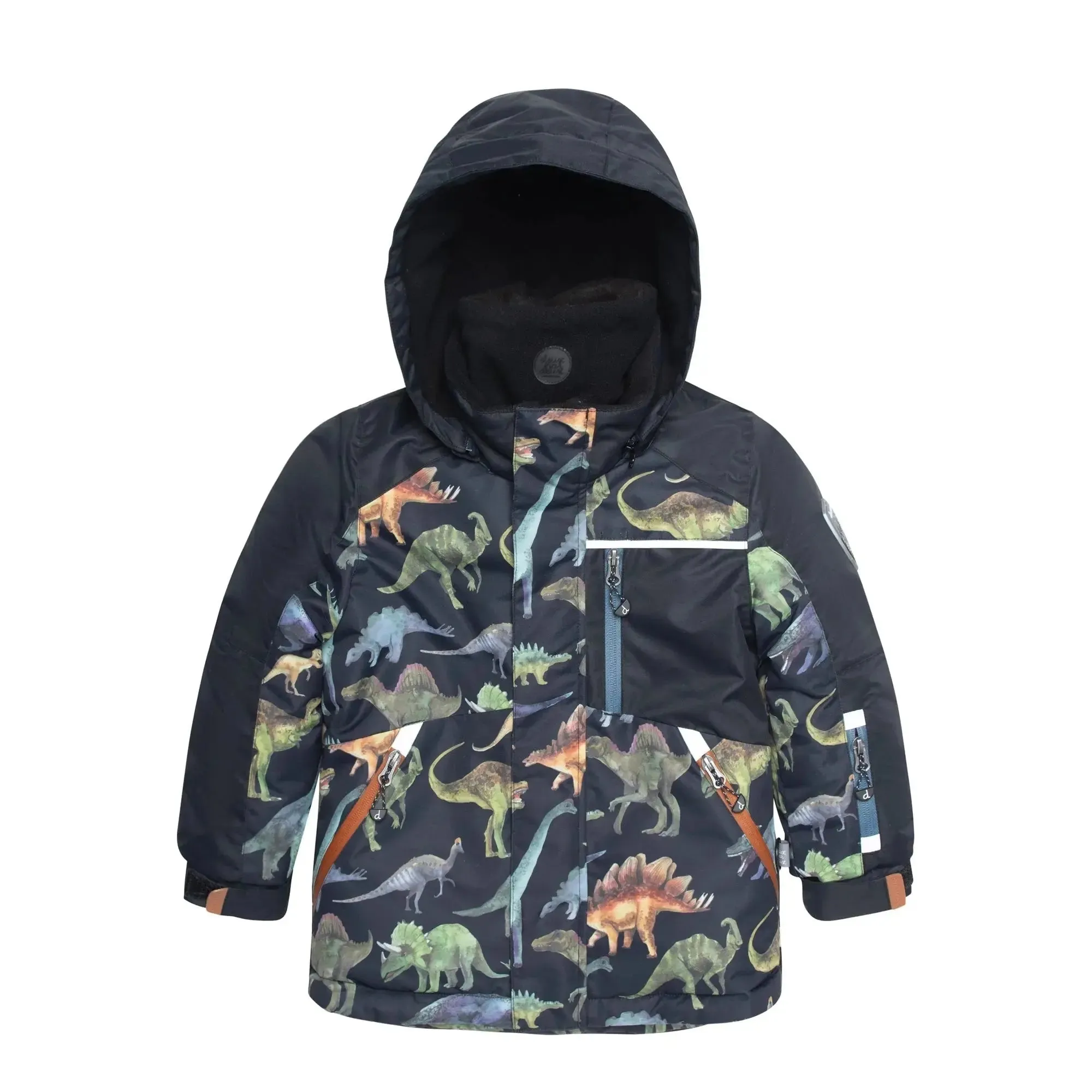 Printed Dinosaurs Two Piece Boys Snowsuit Black And Steel Blue | DEUX PAR DEUX