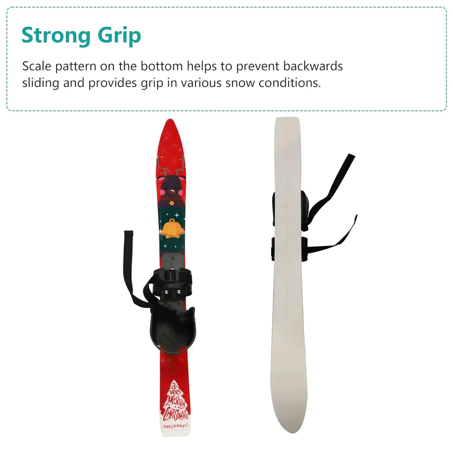 Snow Ski and Pole Set with Bindings 25.6" Ski Boards for Kids Age 2-4 Beginners, Red