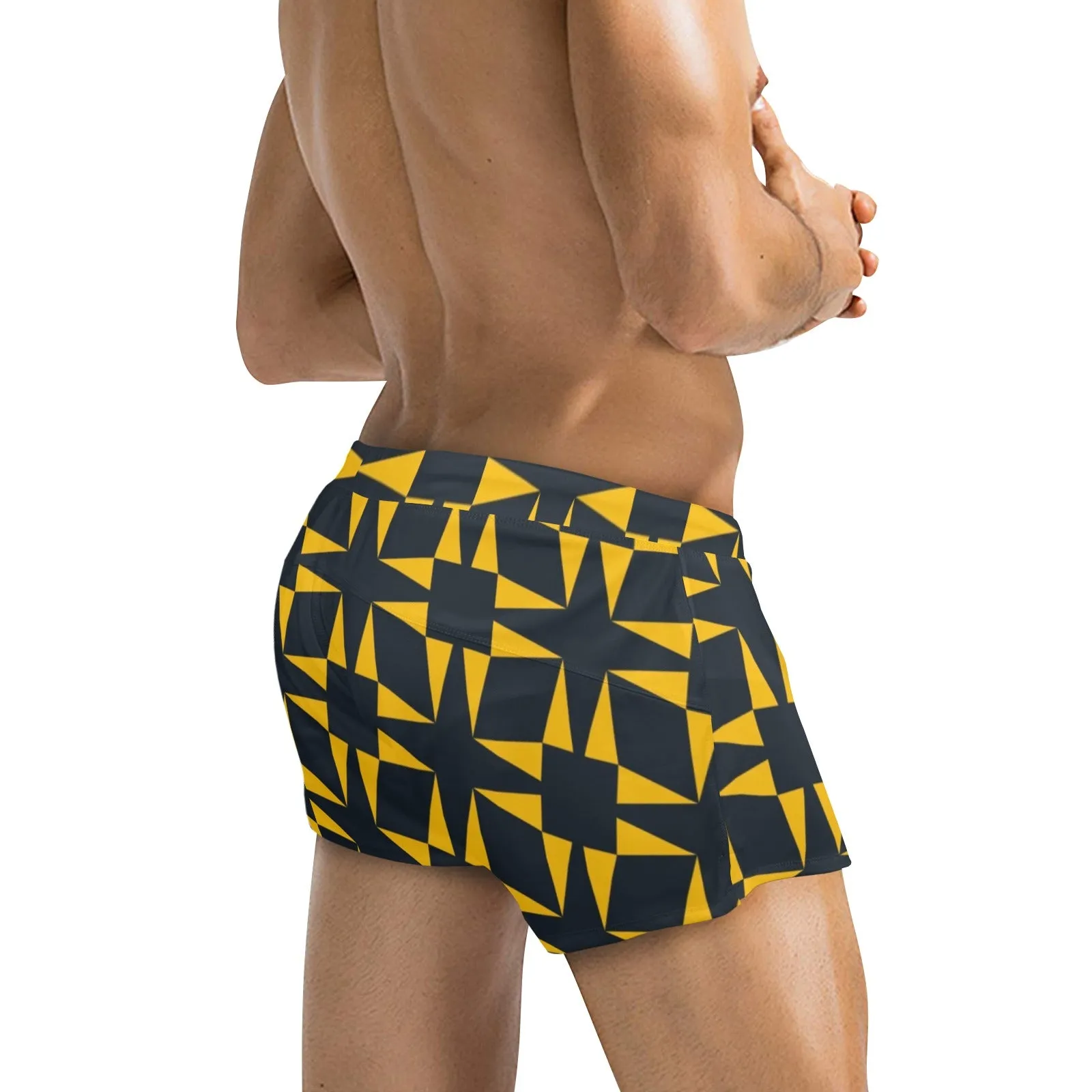 squ tri print Men's Swim Trunks with Zipper Pocket (Model L71)