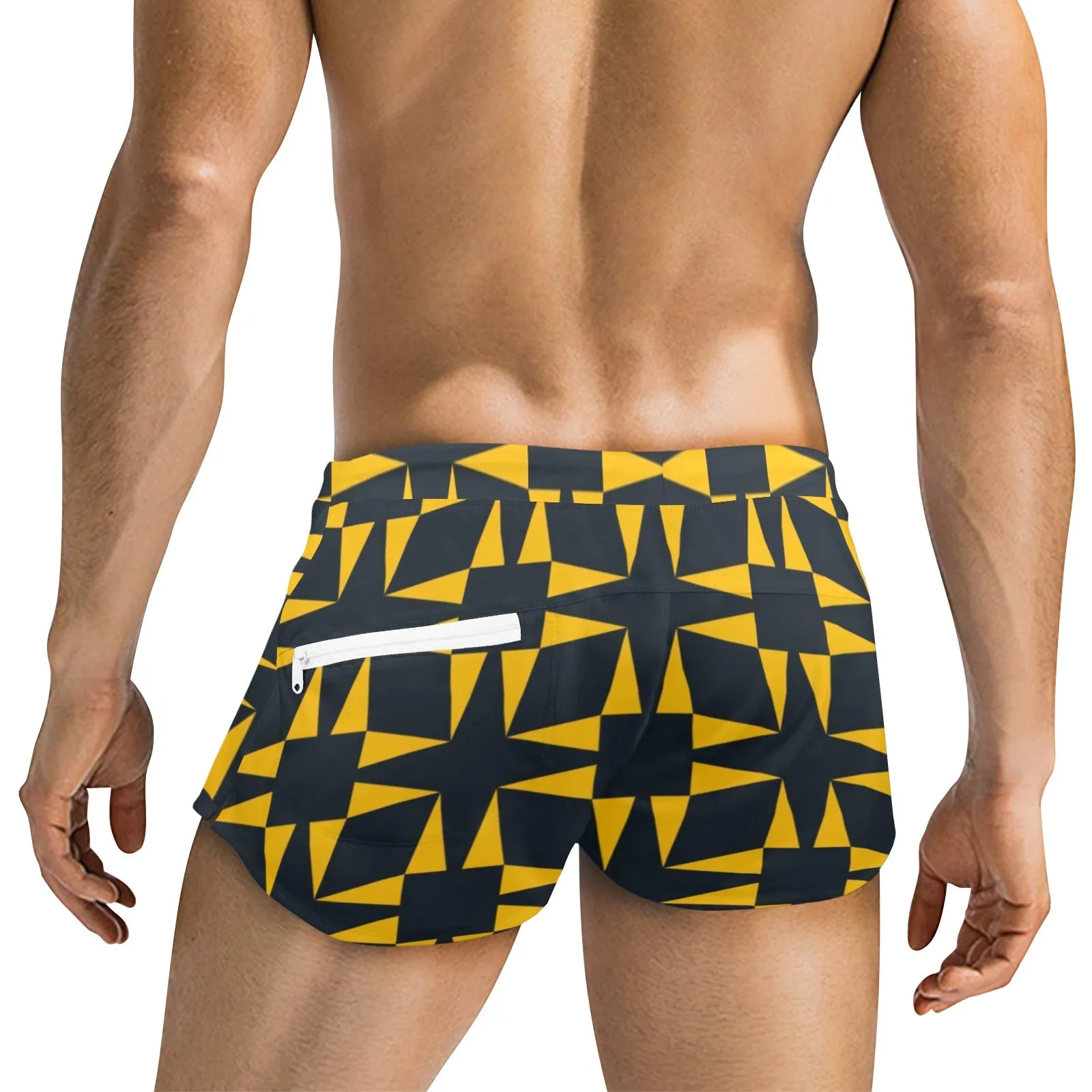 squ tri print Men's Swim Trunks with Zipper Pocket (Model L71)