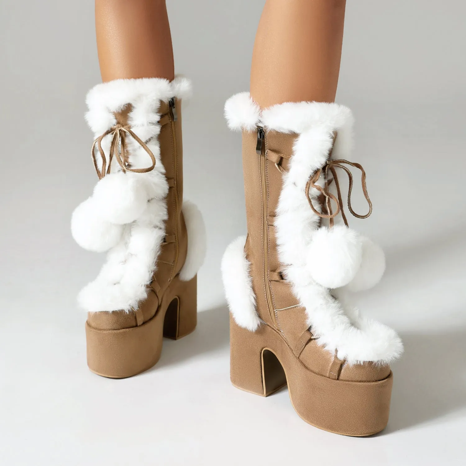 Sweet Lolita Boots Suede Snow Fur Shoes Footwear