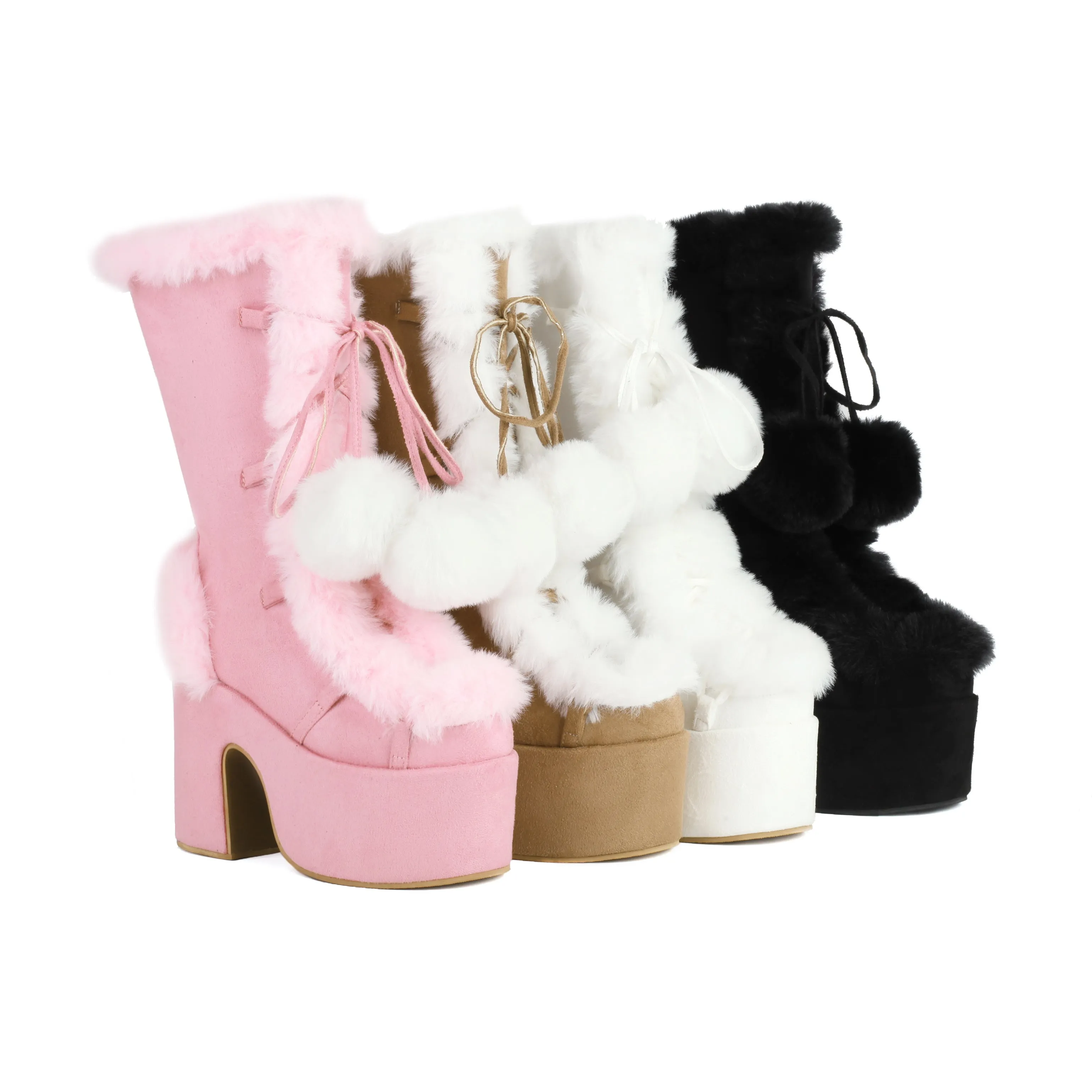 Sweet Lolita Boots Suede Snow Fur Shoes Footwear