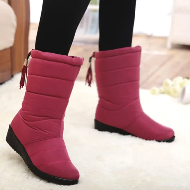 Tassel Winter Boots for women | Mid Calf Down Snow Boots | Botas Mujer Warm Winter Shoes Plus Size 44