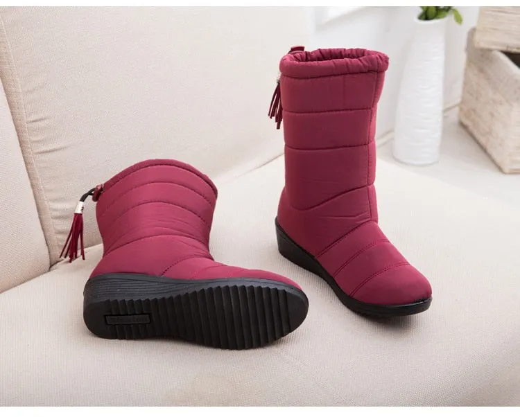 Tassel Winter Boots for women | Mid Calf Down Snow Boots | Botas Mujer Warm Winter Shoes Plus Size 44