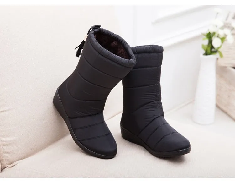 Tassel Winter Boots for women | Mid Calf Down Snow Boots | Botas Mujer Warm Winter Shoes Plus Size 44