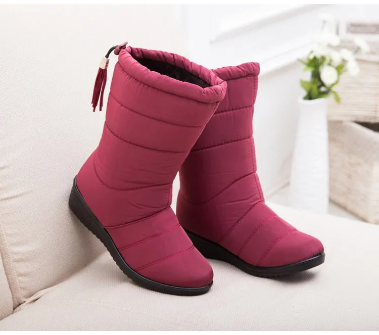 Tassel Winter Boots for women | Mid Calf Down Snow Boots | Botas Mujer Warm Winter Shoes Plus Size 44