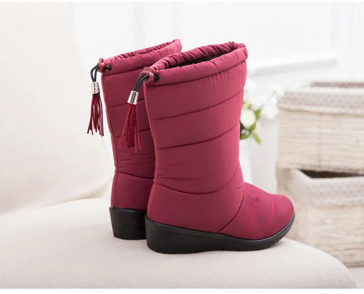 Tassel Winter Boots for women | Mid Calf Down Snow Boots | Botas Mujer Warm Winter Shoes Plus Size 44