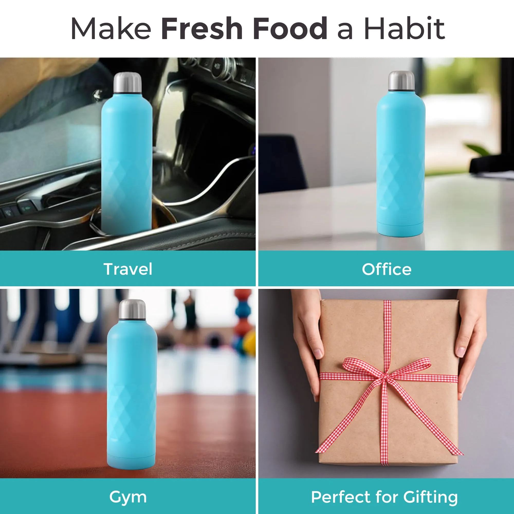 The Better Home Insulated Thermosteel Bottle 750ml | Small Flask Water Bottle for Kids School | Hot and Cold Water Bottle | Gym Bottles For Men/Women | Leakproof Screw Cap | Gifting Items (Light Blue)