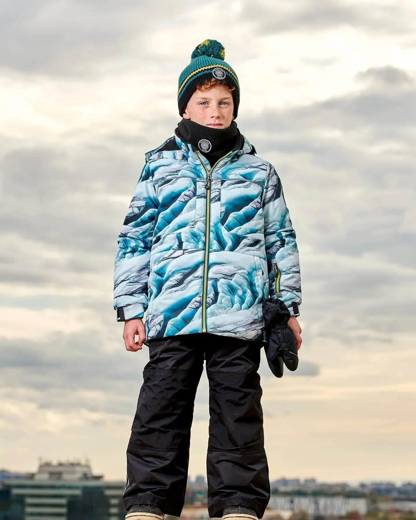 Two Piece Snowsuit Printed Glaciers And Black