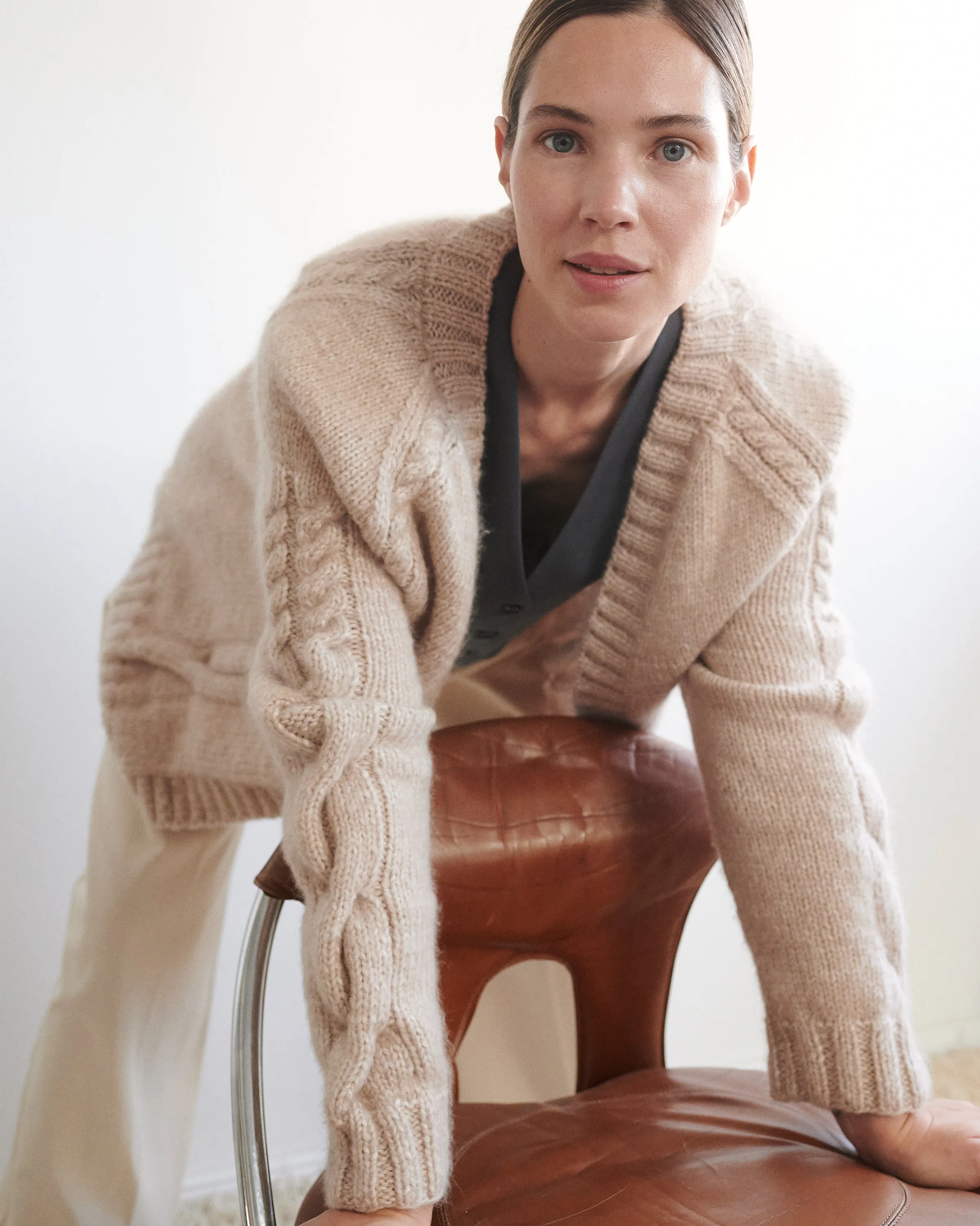 Vilnelė: Beige Merino Wool Cardigan