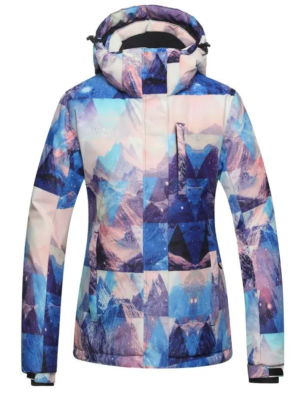 Women's Waterproof Ski Jacket Windproof Colorful Print