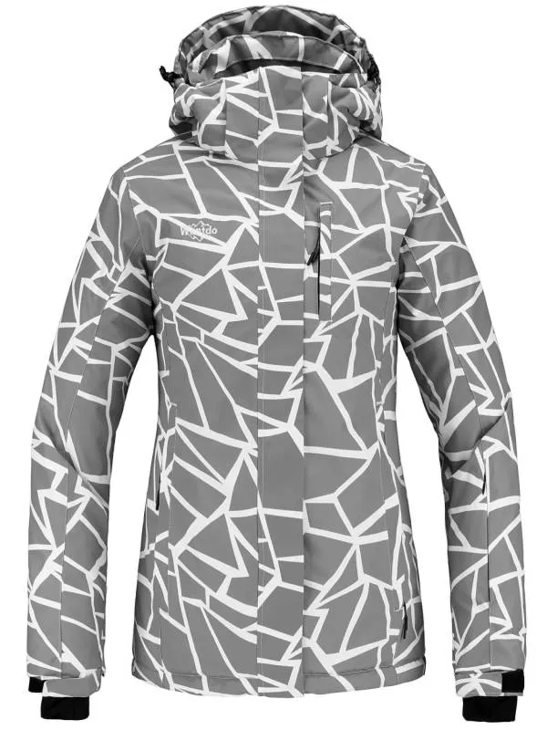 Women's Waterproof Ski Jacket Windproof Colorful Print