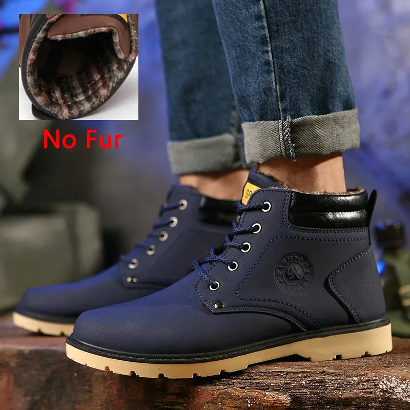 ZIMNIE Super Warm Men's Winter Pu Leather Ankle Boots Men Autumn Waterproof Snow Boots Leisure Martin Autumn Boots Shoes Mens