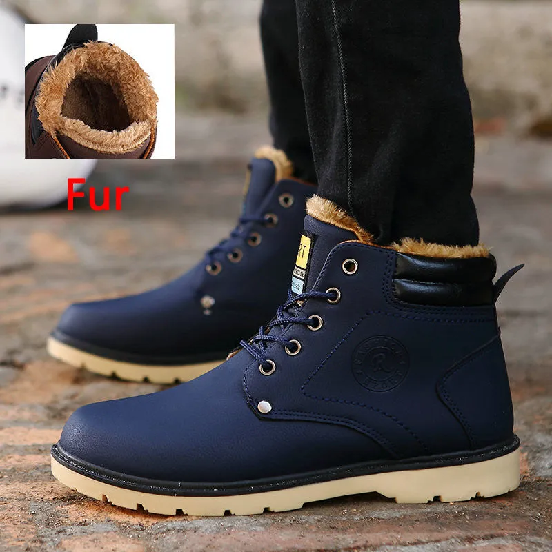 ZIMNIE Super Warm Men's Winter Pu Leather Ankle Boots Men Autumn Waterproof Snow Boots Leisure Martin Autumn Boots Shoes Mens