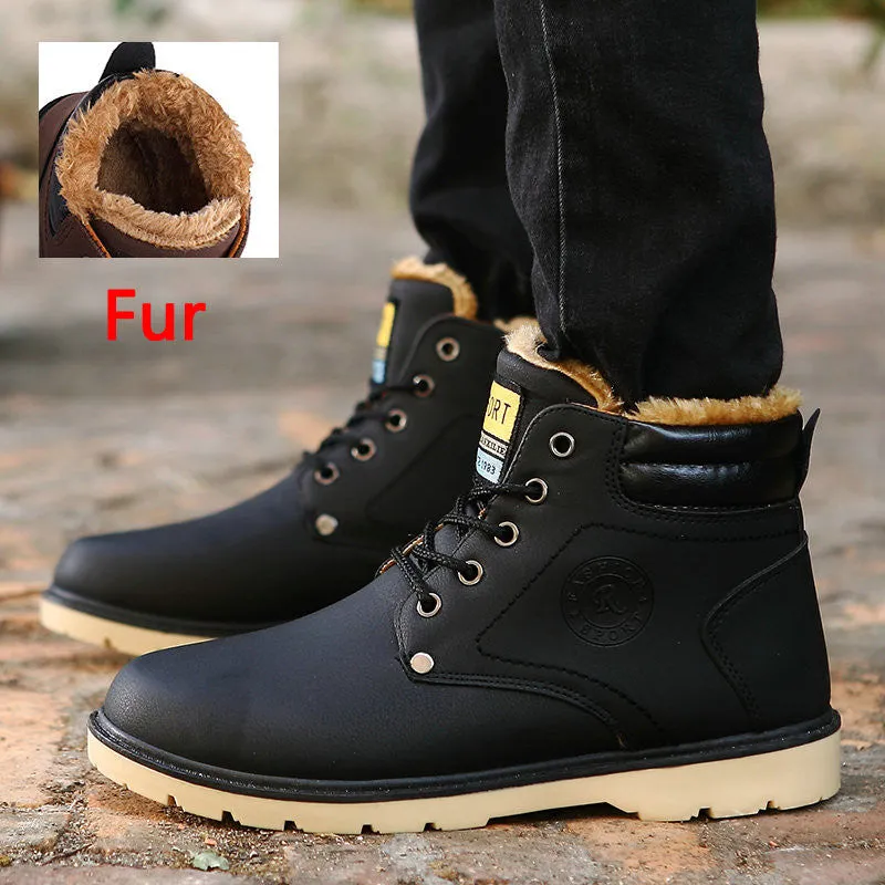 ZIMNIE Super Warm Men's Winter Pu Leather Ankle Boots Men Autumn Waterproof Snow Boots Leisure Martin Autumn Boots Shoes Mens