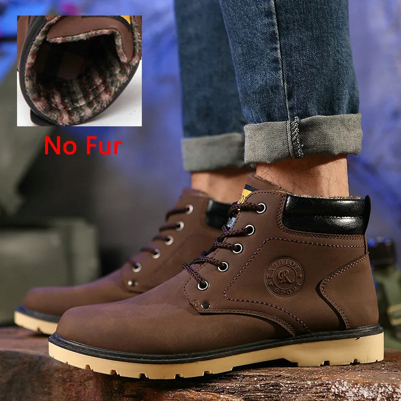 ZIMNIE Super Warm Men's Winter Pu Leather Ankle Boots Men Autumn Waterproof Snow Boots Leisure Martin Autumn Boots Shoes Mens