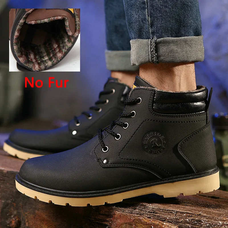 ZIMNIE Super Warm Men's Winter Pu Leather Ankle Boots Men Autumn Waterproof Snow Boots Leisure Martin Autumn Boots Shoes Mens